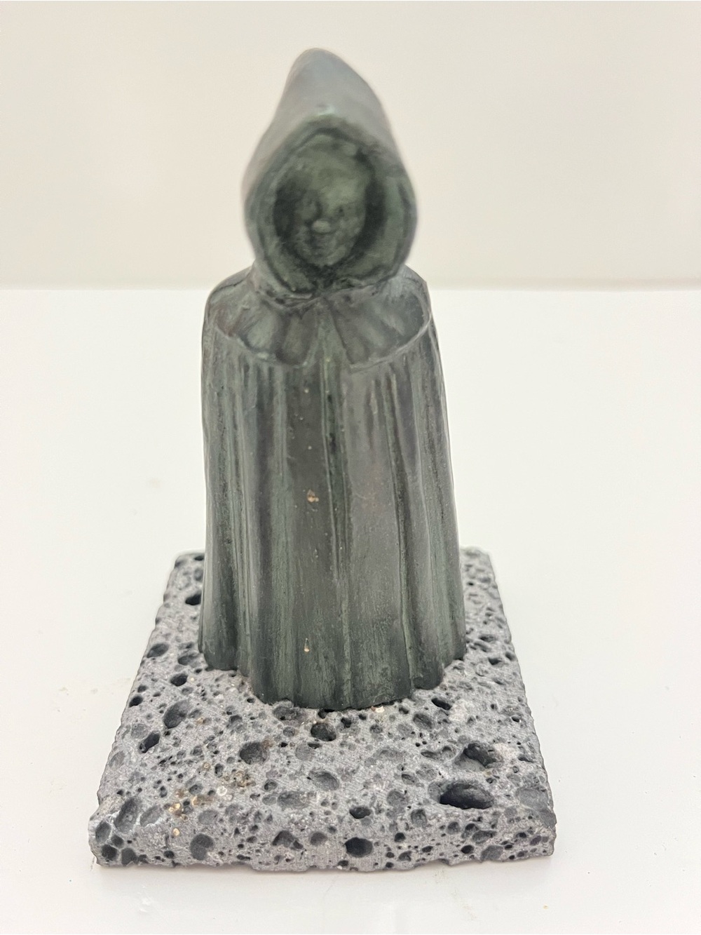 Vintage Açores Turarte Basalt Lava Stone Hooded Figurine Statue Azores Art